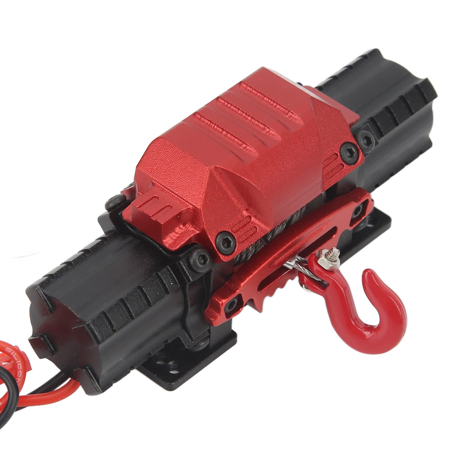 RC Auto Winch, Doppelmotor Seilwinde mit 10kg Zugkraft für RC Auto - Aluminium Konstruktion kompatibel mit Crawler und Geländewagen (Schwarz)