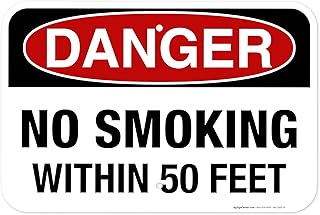 Danger No Smoking Within 50 Feet Sign, 12x18 Inches, Rust Free .063 Aluminum, Fade Resistant, Made in USA by My Sign Center