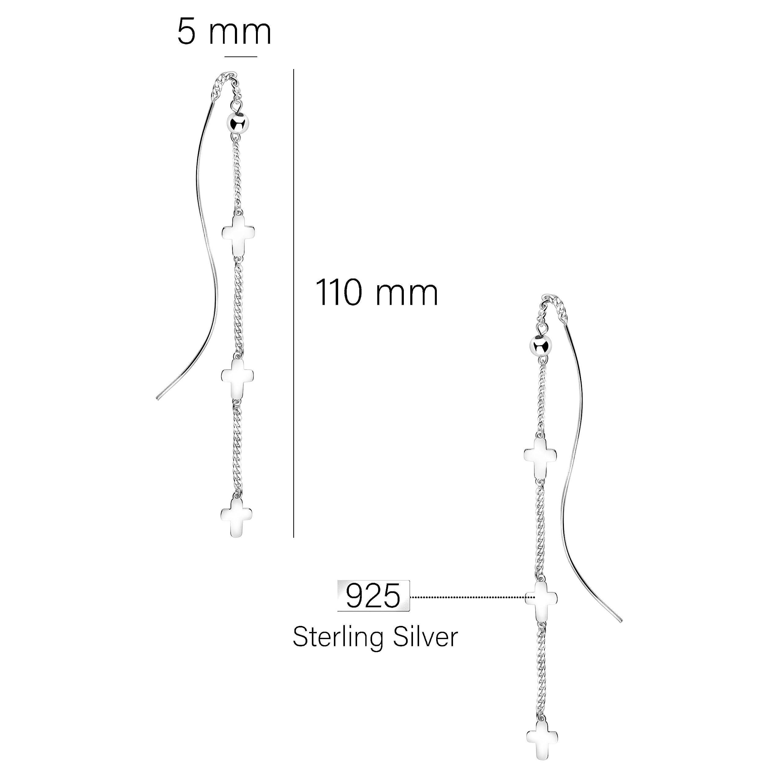 SOFIA MILANI - Damen Ohrringe 925 Silber - Kreuz Kugel Kette Ohrhänger