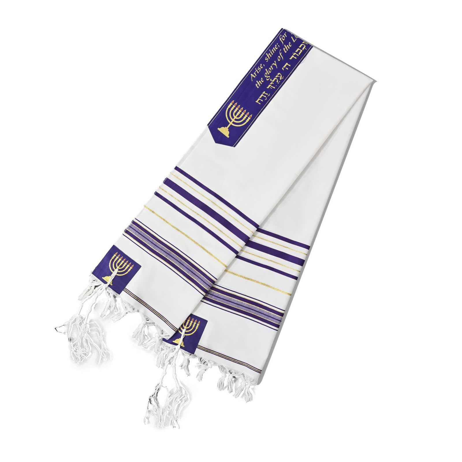 Pitadue Traditional Jews Prayers Shawl Tallit 71Inch With Tzitzit Fringes Embroidered Design For Men Women Religious Ceremonies Prayers Shawl With Tzitzit
