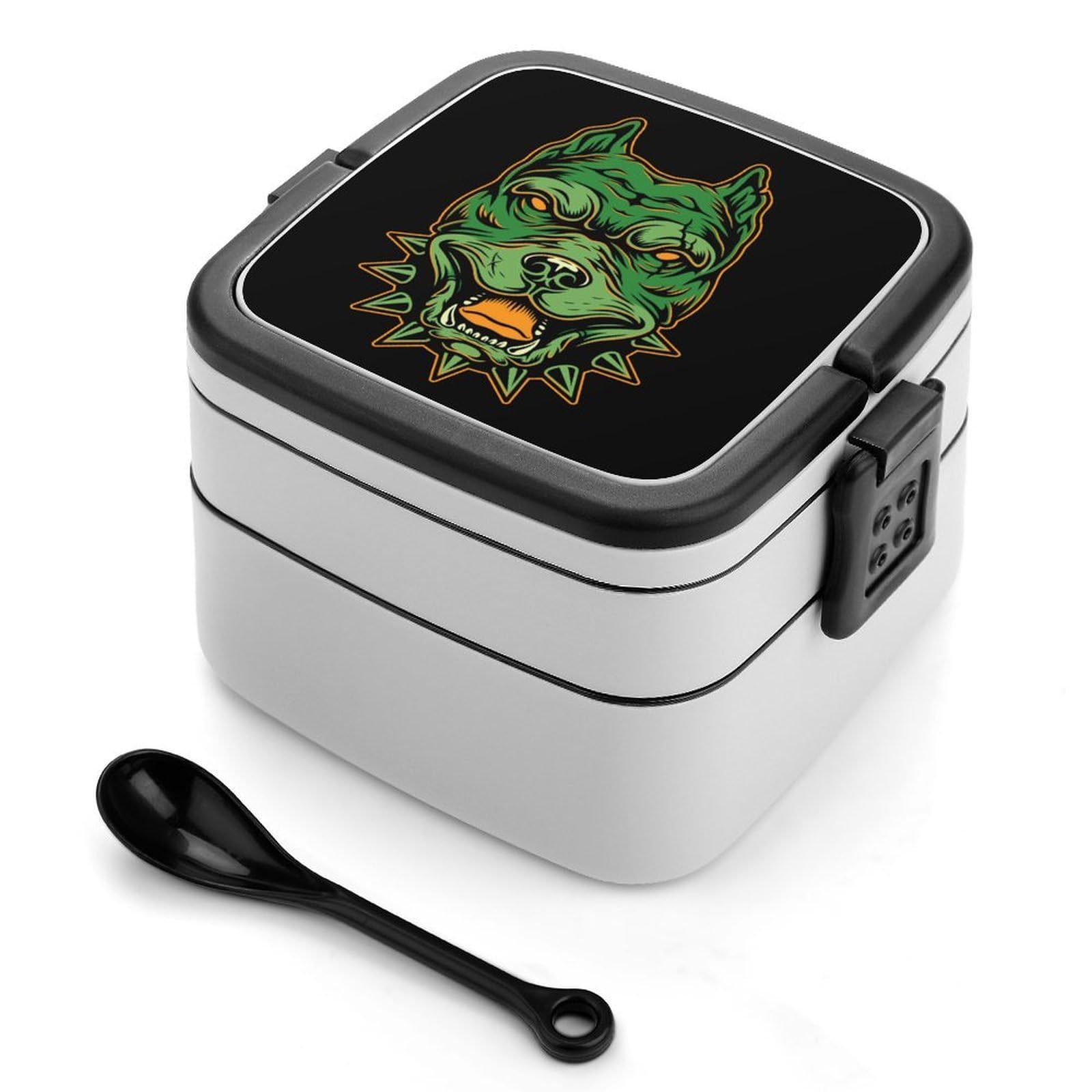 CGSBNGHA Colorful Pitbull Head Bento Lunch Box 2 Layer Lunchbox Food Container for Adults Office