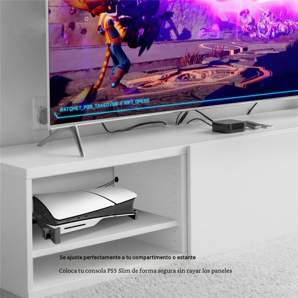 Soporte Horizontal para Sony PS5 Pro/PS5 Slim Consola,Consola de Juegos Base Soporte Soporte Accesorios para Sony PlayStation 5 Slim,Soporte de Escritorio Estante de Almacenamiento (Negro)