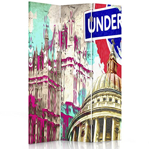 Paravent déco Impression 3 pans Angleterre Multicolore 110x150 cm