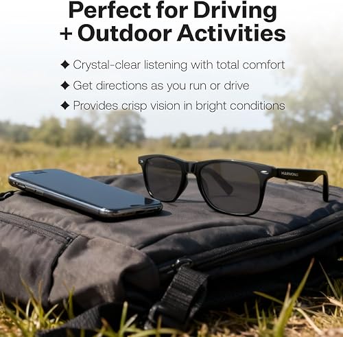 Miniatura 5 de Harmonix SonaVue - Lentes de sol inteligentes, gafas de audio Bluetooth con sonido de oreja abierta, lentes de sol polarizados, color negro