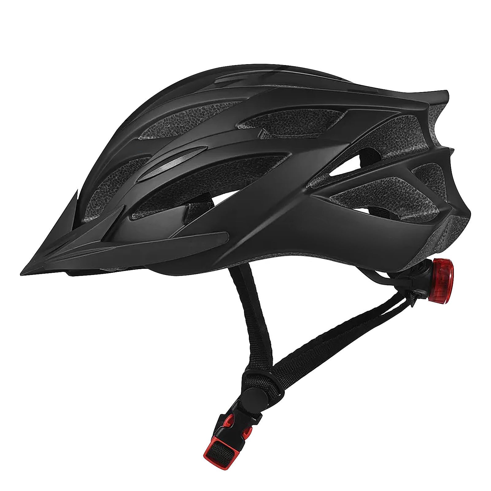 Casco de Bicicleta para Adultos con Luz Led, Negro, Policarbonato