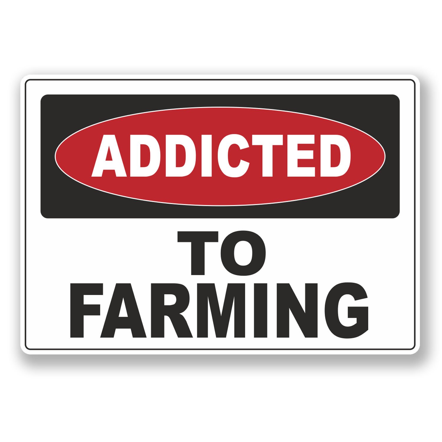 2 x 10cm Addicted to Farming Vinyl Sticker Laptop Warning Tractor Farmer #6546 (10cm Wide x 7cm Tall)