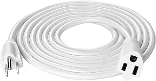 Outdoor Extension Cord White 10 FT, 16/3 SJTW Heavy Duty General Extension Cable Perfect for Home/Office Use-3 Prong Grounded Plug for Safety - Rated at 13A 125V-UL
