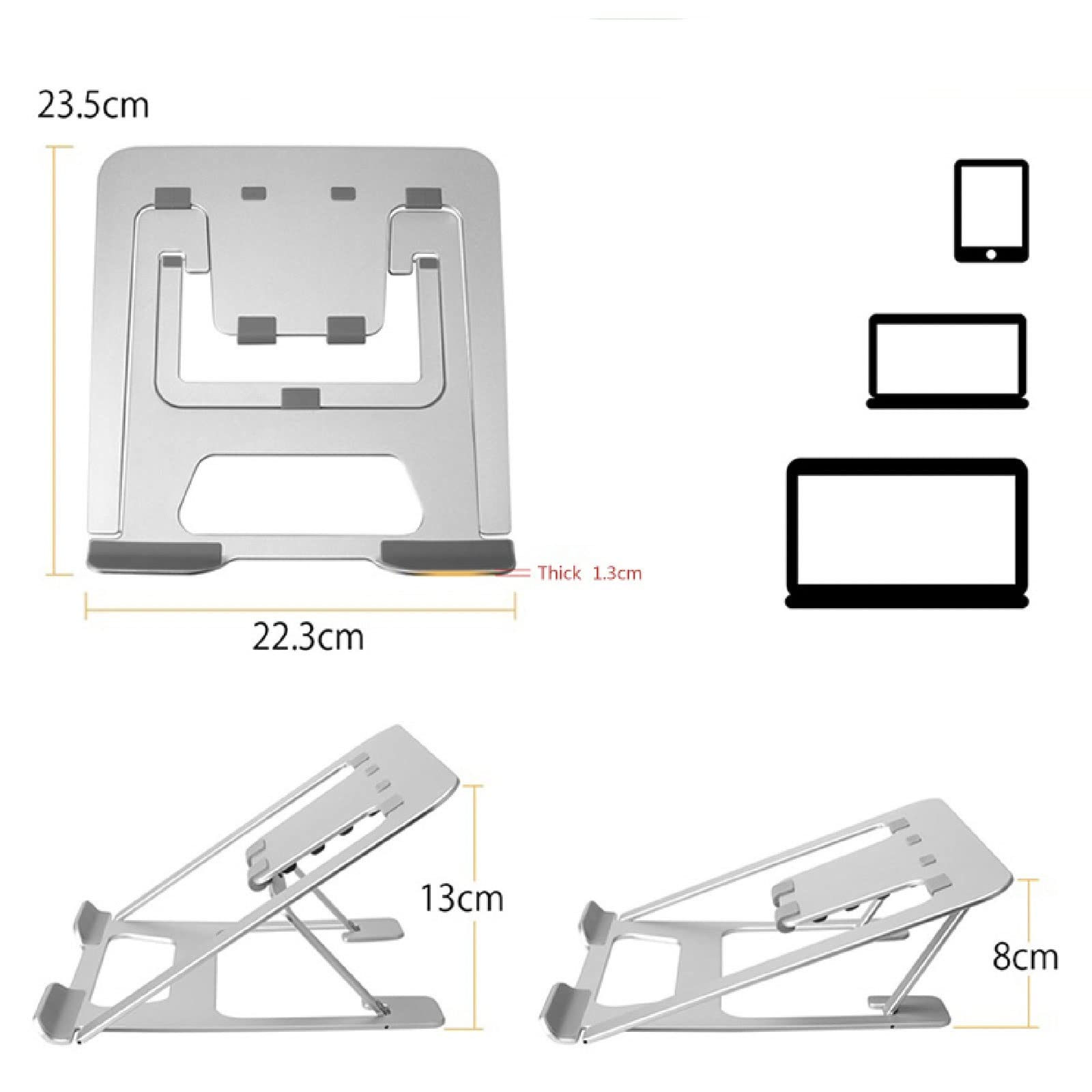 Soporte para Ordenador portátil, Radiador de computadora Altura Ajustable Plegable aleación Aluminio con Soporte Regazo