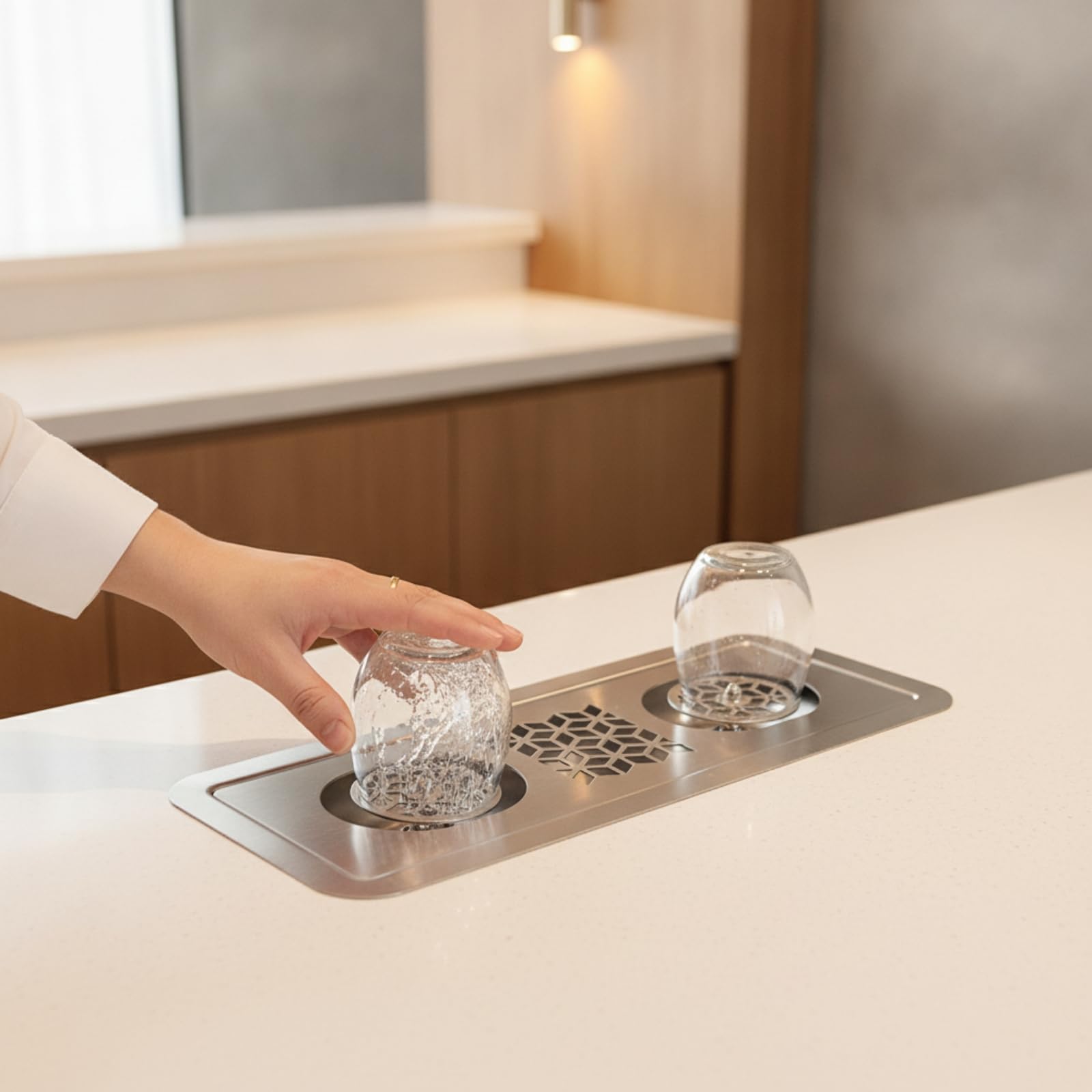 KESOTO Limpiador de Doble Cabezal Lavador de Vasos Enjuagador Integrado Estación de Lavado Enjuague de Tazas Acero Inoxidable 304 Resistente al Óxido y