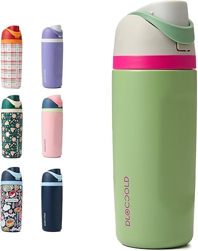 Miniatura 14 de DLOCCOLD Botella de agua aislada de acero inoxidable con popote para deportes, viajes y escuela, botella de agua deportiva de 16 onzas, termo a
