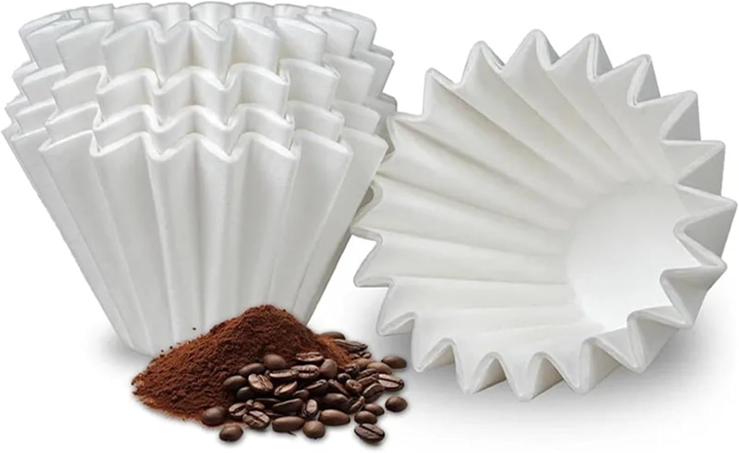 50-100 Pcs Bowl Shape Coffee Filters Paper, 185 White Disposable Wave Filters for 2-5 Cups Home Coffee Makers(100pcs 185mm)