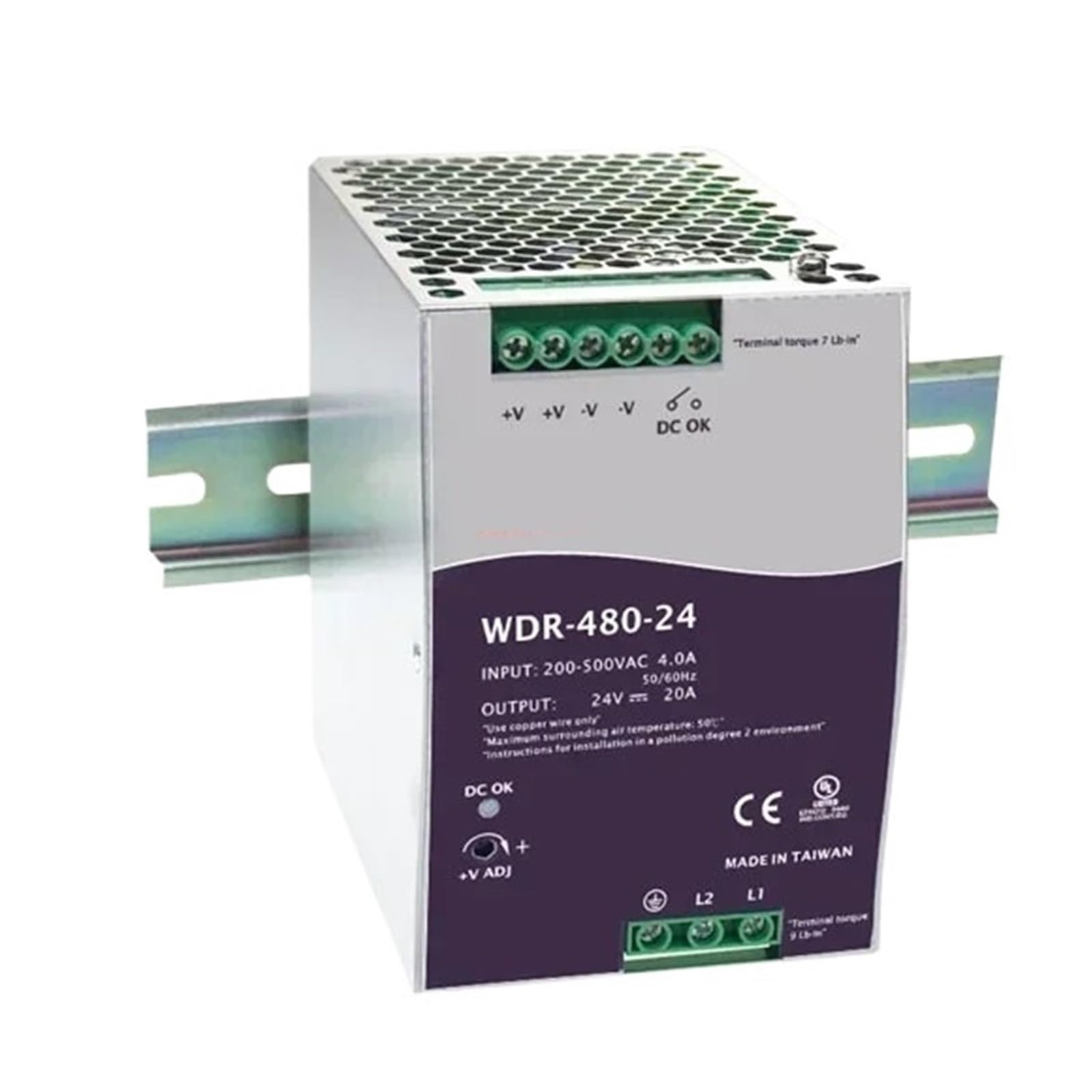 Alimentation 24V 480W WDR-480-24 stable pour éviter les pannes de lignes de production