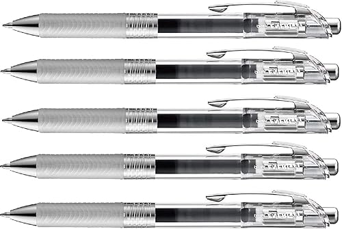 Pentel Energel Infree - Bolígrafo de tinta de gel de 0.020 in, punta de aguja, tinta negra, juego de 5 bolígrafos (importación japonesa)