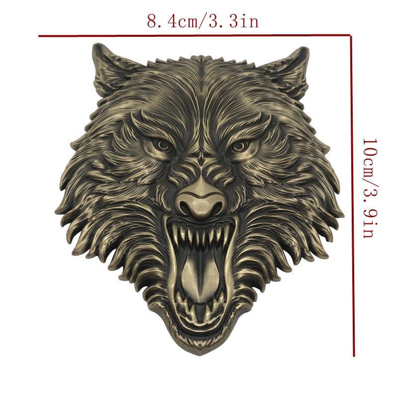 Image of Wolf Head Metal 3D car Emblem (Bronze Emblem)