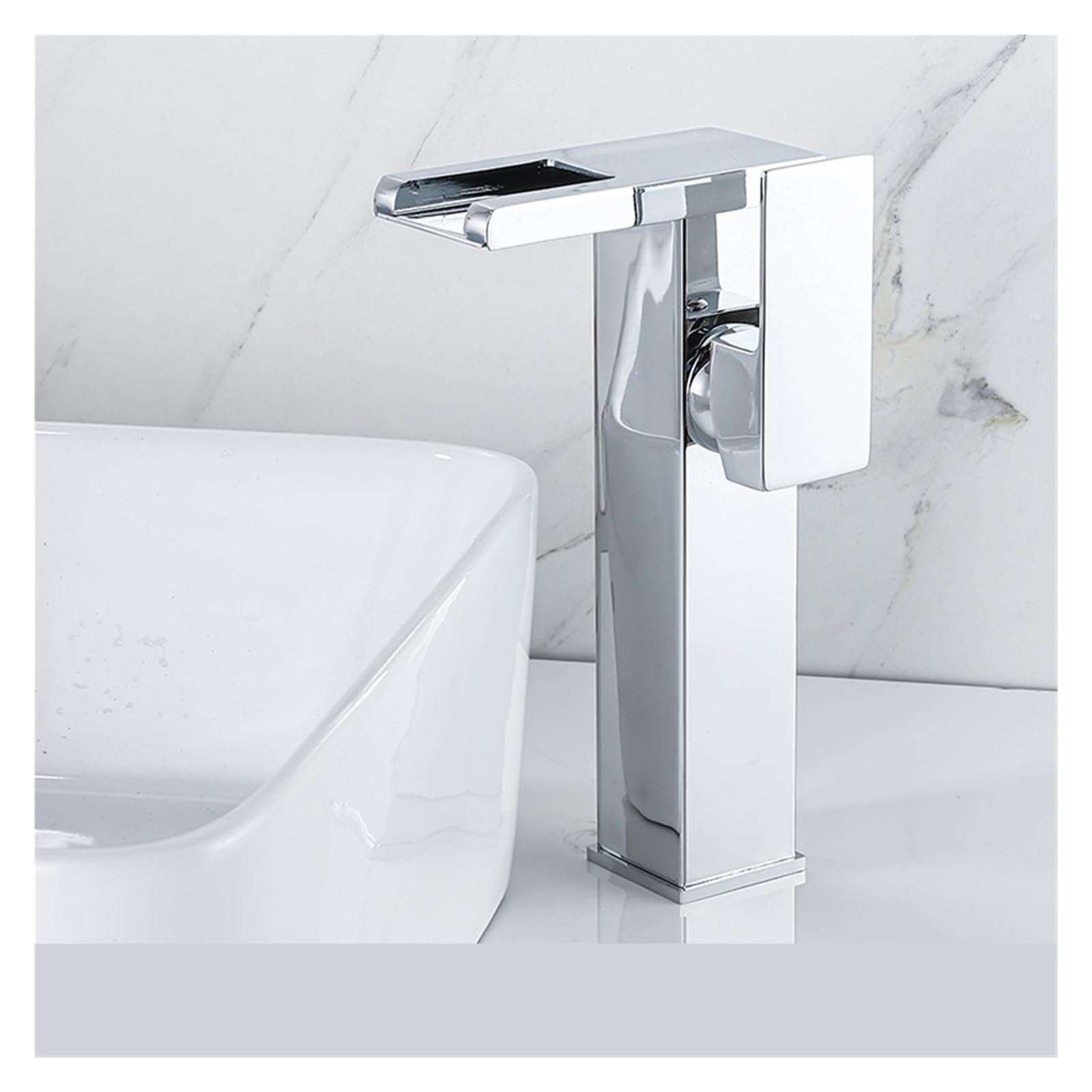 Mitigeur de salle de bain LED avec jet cascade lumineux et corps en laiton