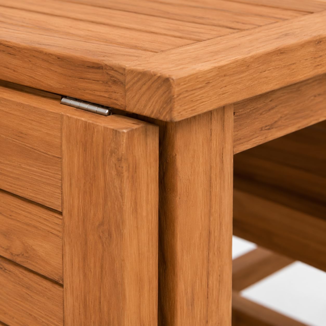 Tavolo Pieghevole a Farfalla in Legno Teak TERRASSE | Tavolo Salvaspazio da Esterno con Ali Richiudibili | Tavolo da Giardino, Terrazza e Balcone in Teak Golden | 130 x 76 x 70 cm