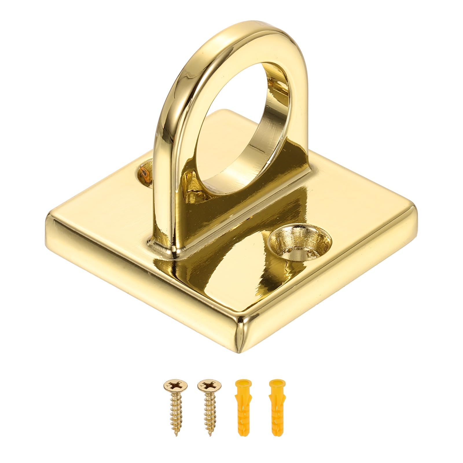 sourcing map Eye Plate Hook, Zinc Alloy Metal Ceiling Hook Eye Pad Loop with 2 Screws 2 Expansion Screws for Ropes Chains Hanging Signs Barrier Lines Hanging Plants, Titanium Tone