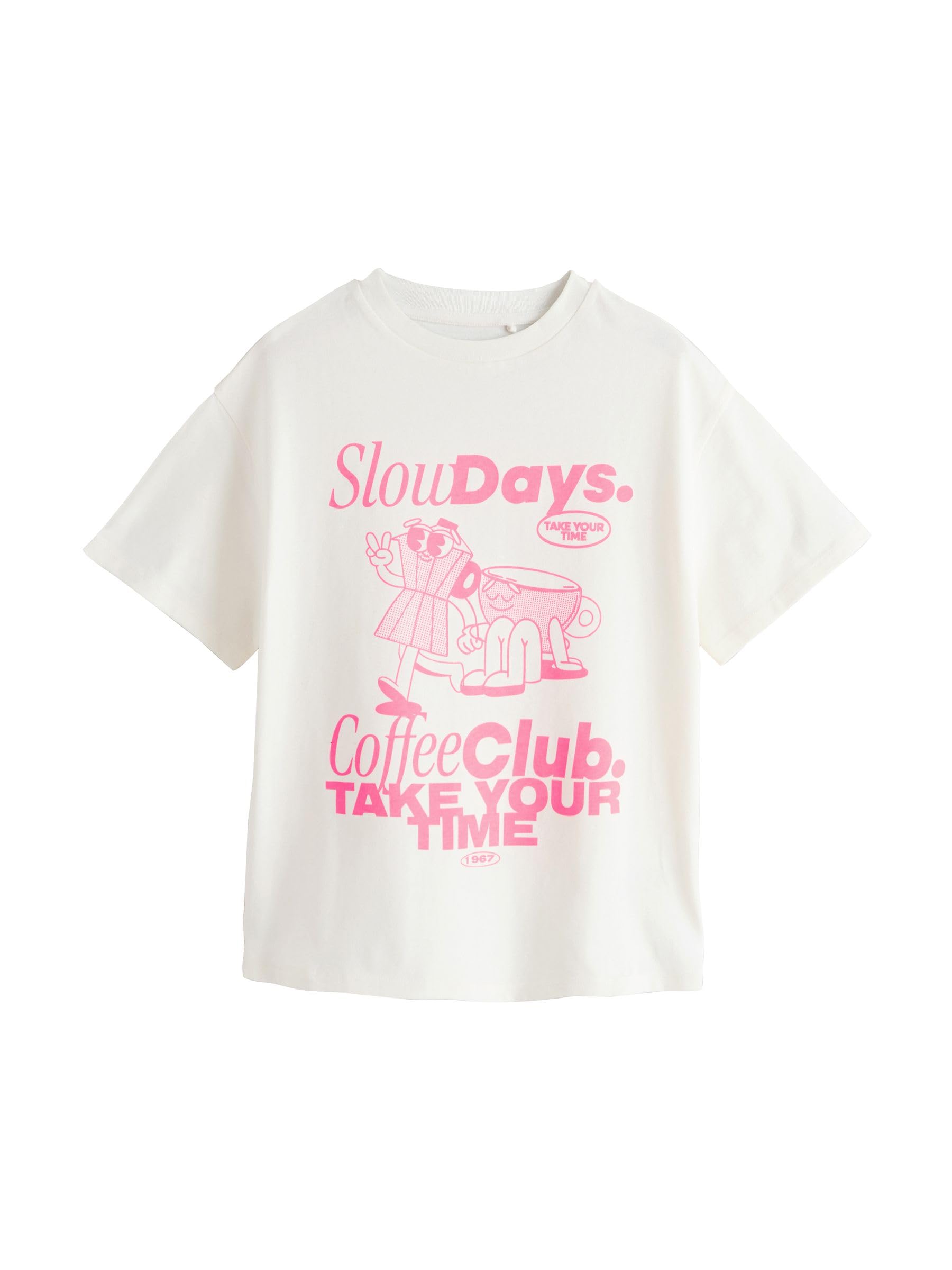 NEXT Mädchen Oversized Fit T-Shirts mit Grafik, 3er-Pack