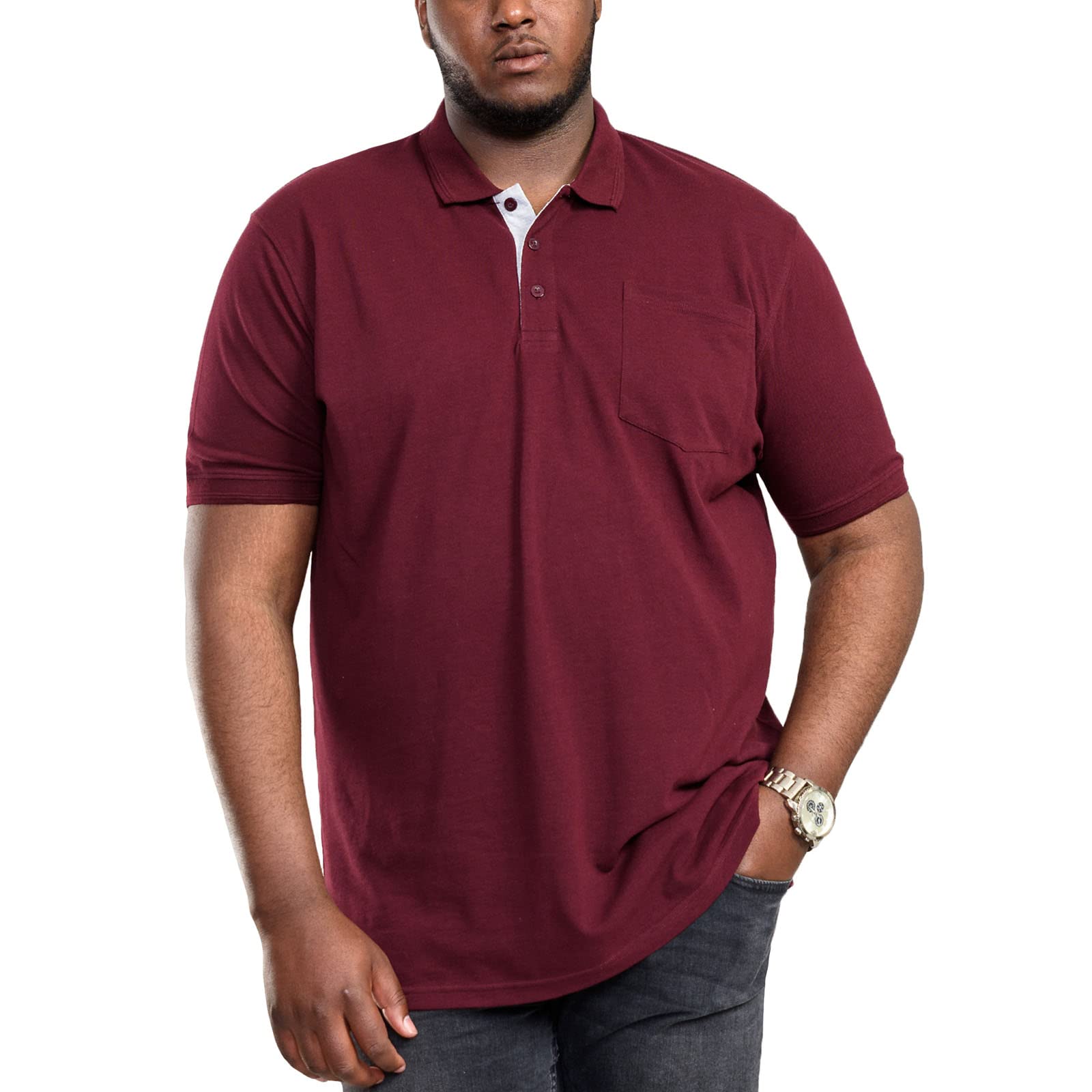 D555 Men's Maroon Big & Tall Burgundy Core Polo Shirt