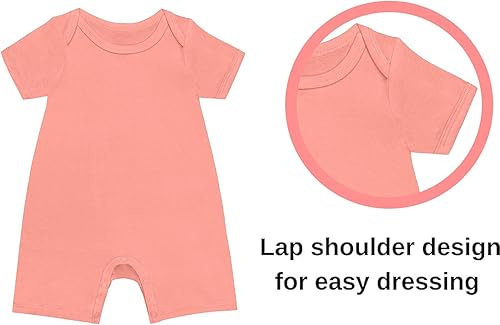 Vista 2 de GUISBY Pijama de rayón para bebé, mameluco de manga corta sin pies, cierre a presión para niños y niñas