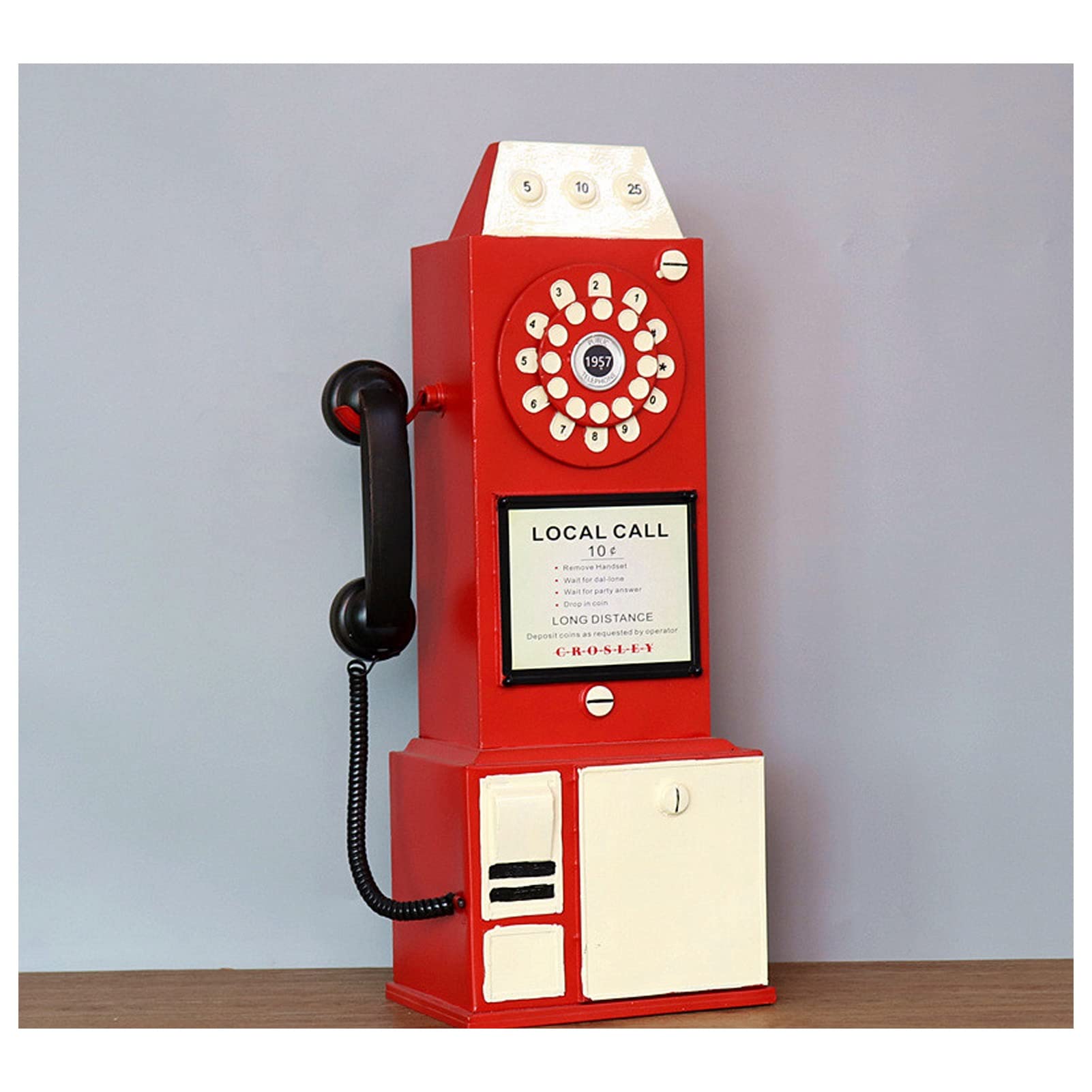 Meiiron Decorative Telephones, 23.6 inch Heighten Vintage Telephone Model Ornament Retro Crafts Soft Decoration Photo Props Home Display Telephone Booth Accessories (Color : Red)