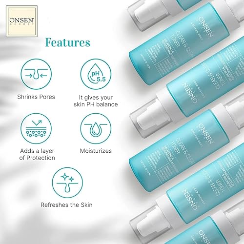 Miniatura 3 de Onsen Secret Clean & Clear - Tónico facial equilibrante y reabastecedor astringente perfeccionador diario y revitalizante con hamamelis, aloe vera,