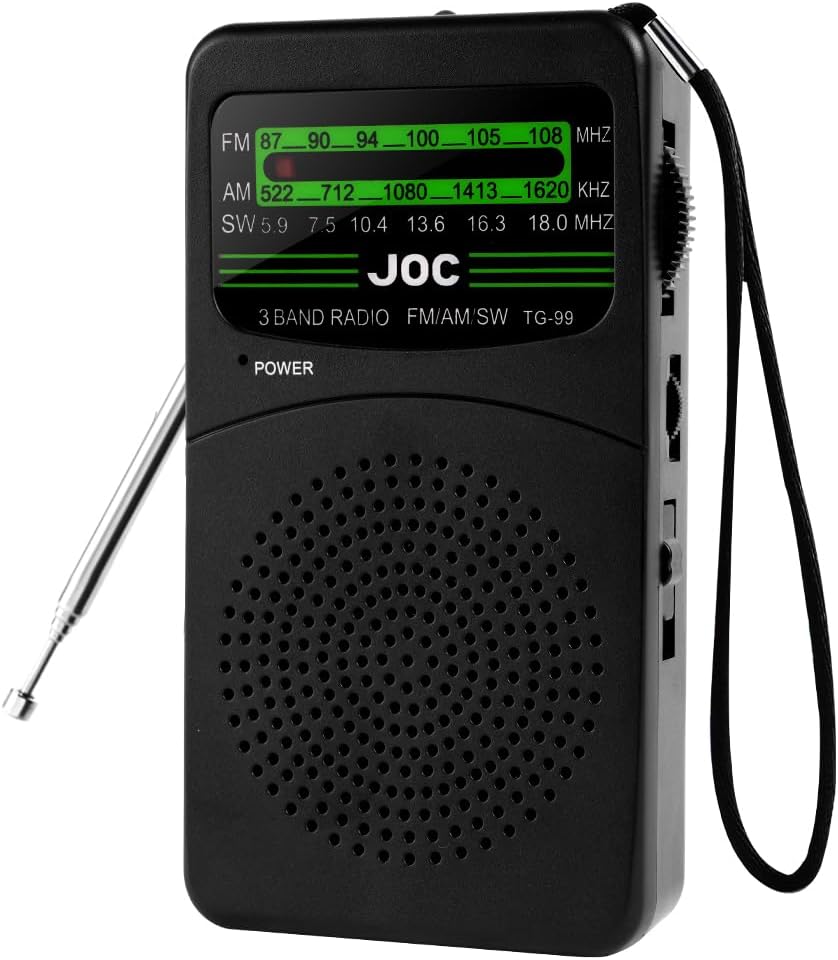 OSDUE Radio Przenośne Małe, Radio AM/FM/SW z Odtwarzaczem, Światłami Awaryjnymi, Praktycznym Hakiem, Głośnikiem i Złączem Słuchawkowym, na Muzykę, Wiadomości podczas Spacerów i Podróży, Zasilacz na