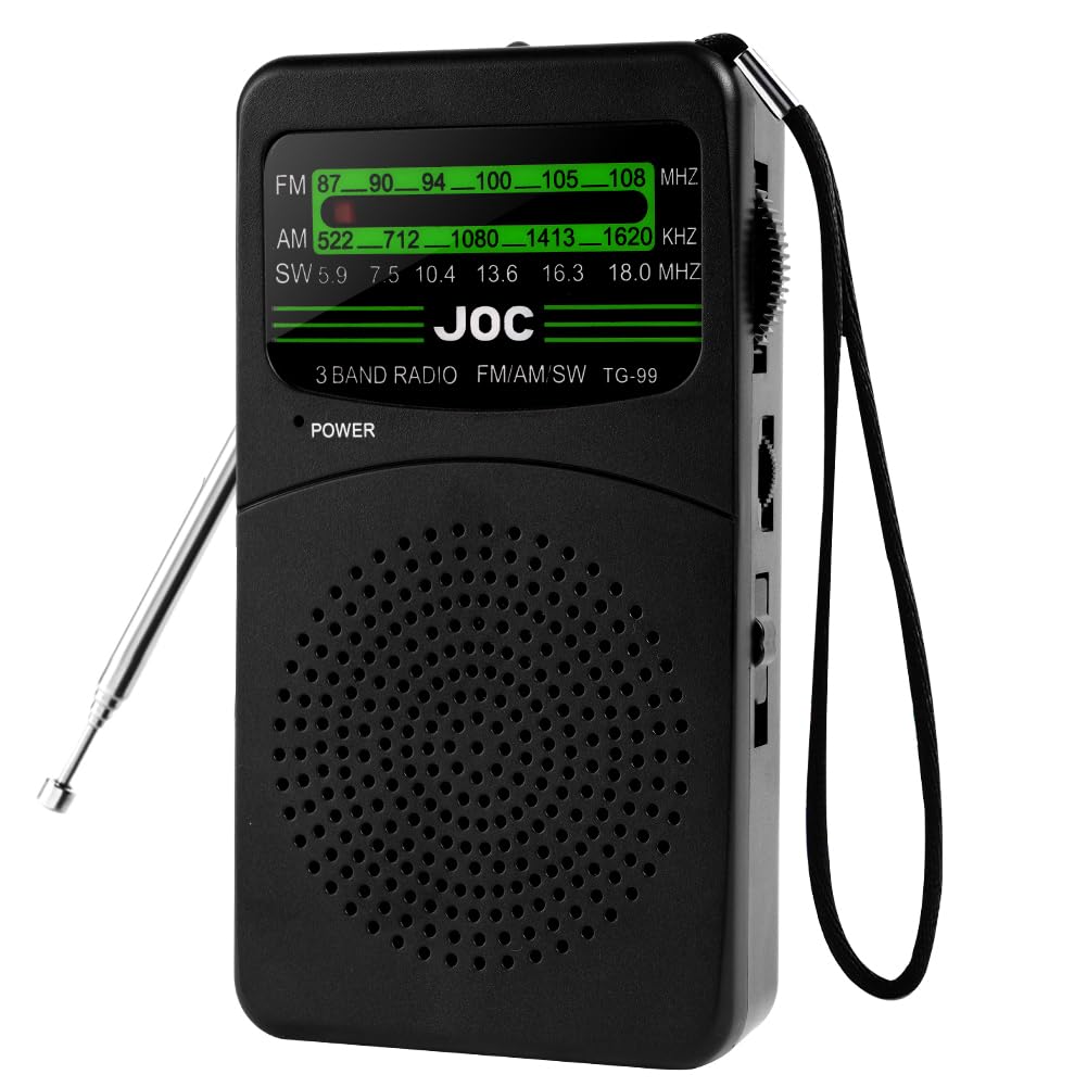 OSDUE Małe radio, przenośne radio FM/AM na baterie z tylnym klipsem, głośnikiem i gniazdem słuchawkowym, radia kieszonkowe do użytku wewnątrz, na zewnątrz i w sytuacjach awaryjnych, łatwe w użyciu