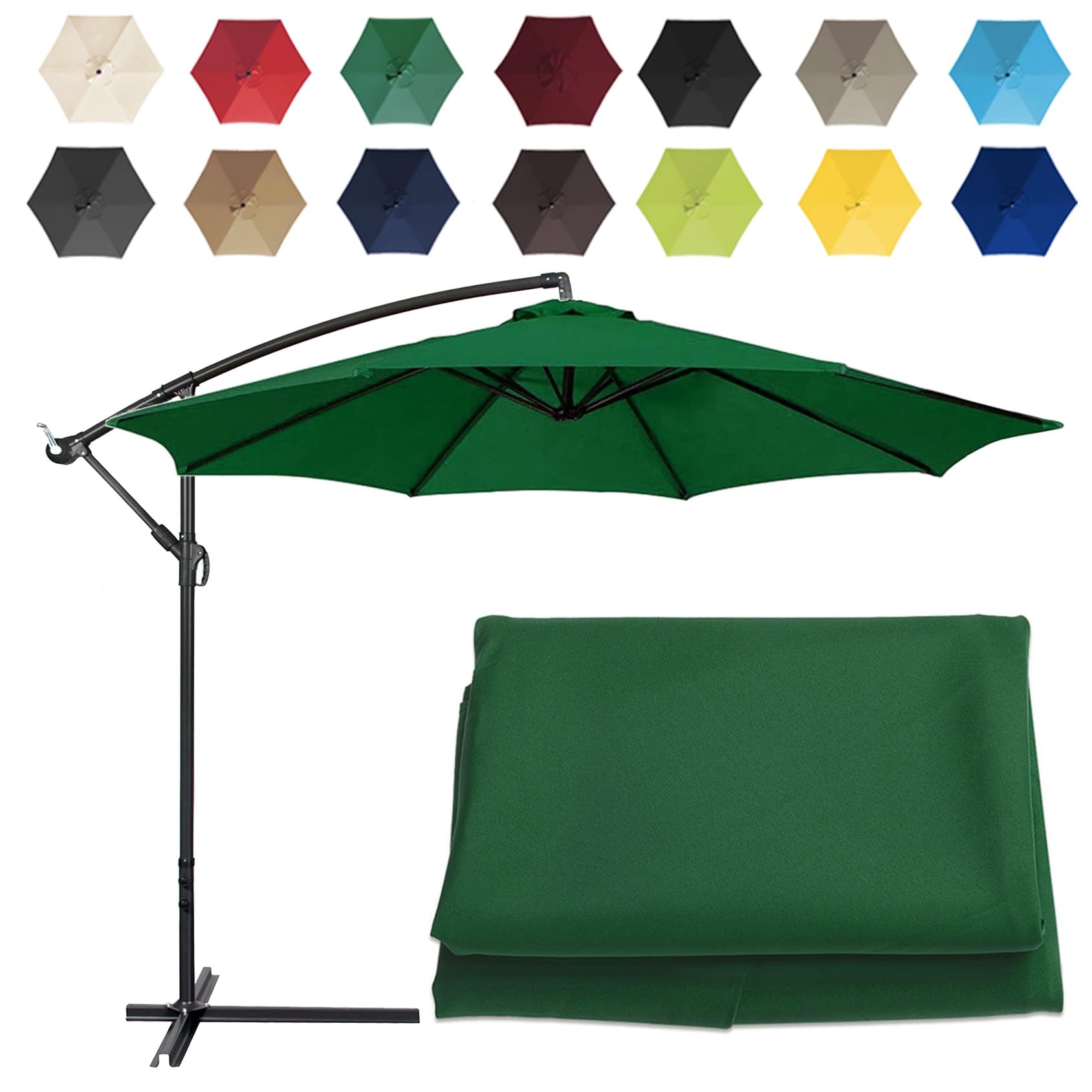 Replacement Parasol Canopy Sun Umbrella Replacement Cloth For 200cm-6 Arms 2.7m-6 Arms 2.7m-8 Arms 300cm-6 Arms 300cm-8 Arms(Color:Green,Size:6 ribs-2.7m(8.8ft))