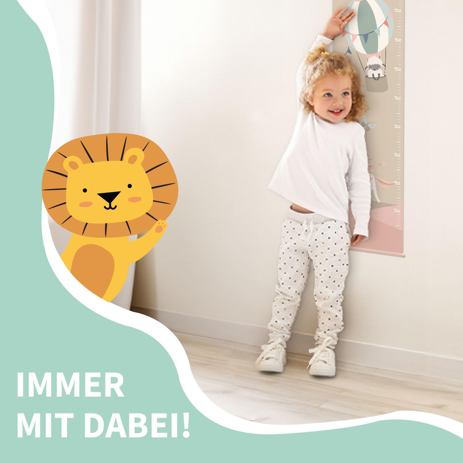 Gutmarkiert - Personalisierte Messlatte für Kinder - mit dem Namen und Geburtsdatum des Kindes. (Fantasie)