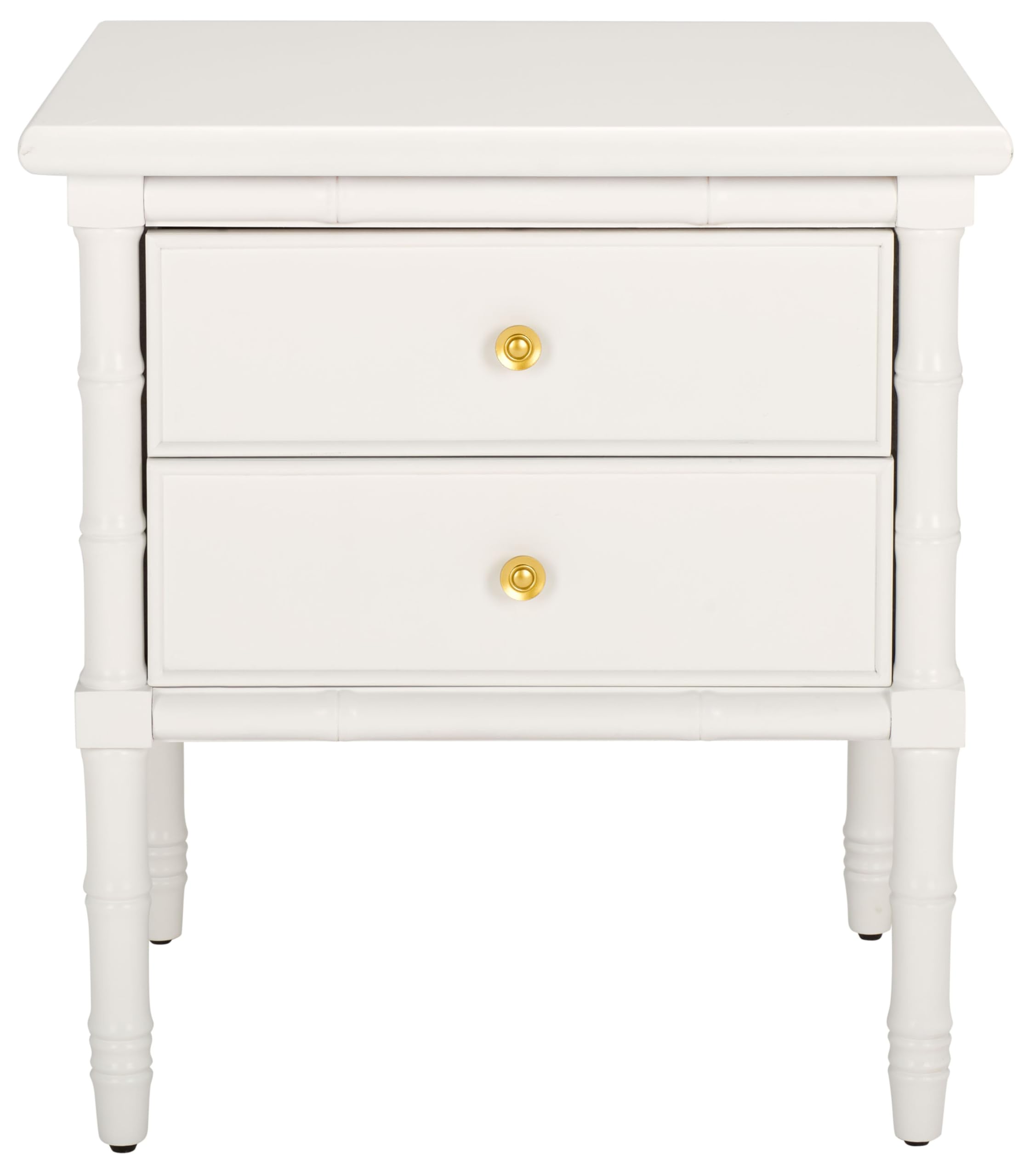 Safavieh Home Collection Mina Modern Coastal 2 Drawer 25" Bamboo Nightstand, White