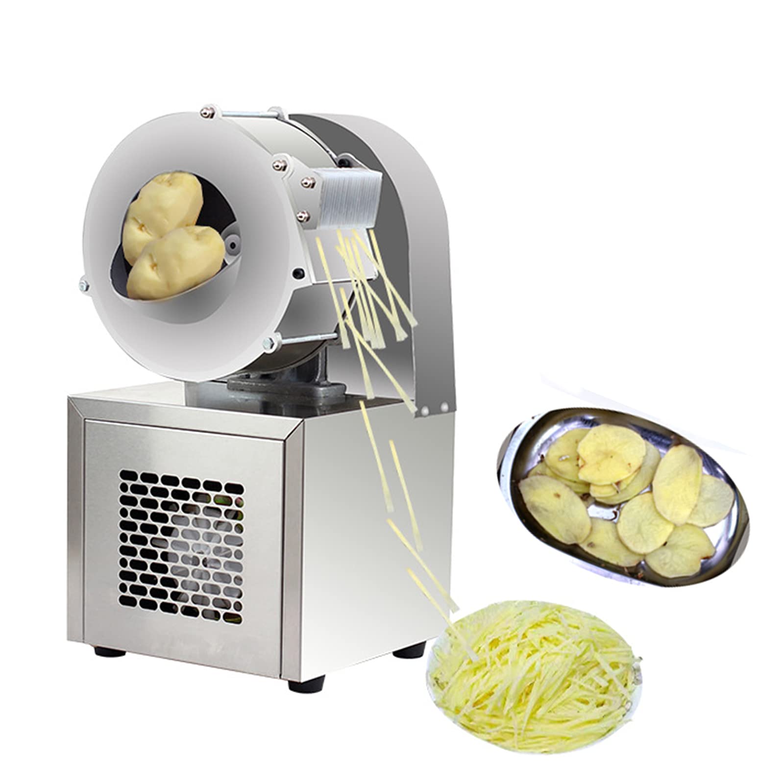 Moongiantgo Electric Vegetables Slicer Commercial 2 in 1 Veggies Shredder Adjustable Slice Thickness Julienne Cutter Machine Fruit Shooter for Radish Carrot Potato Onion