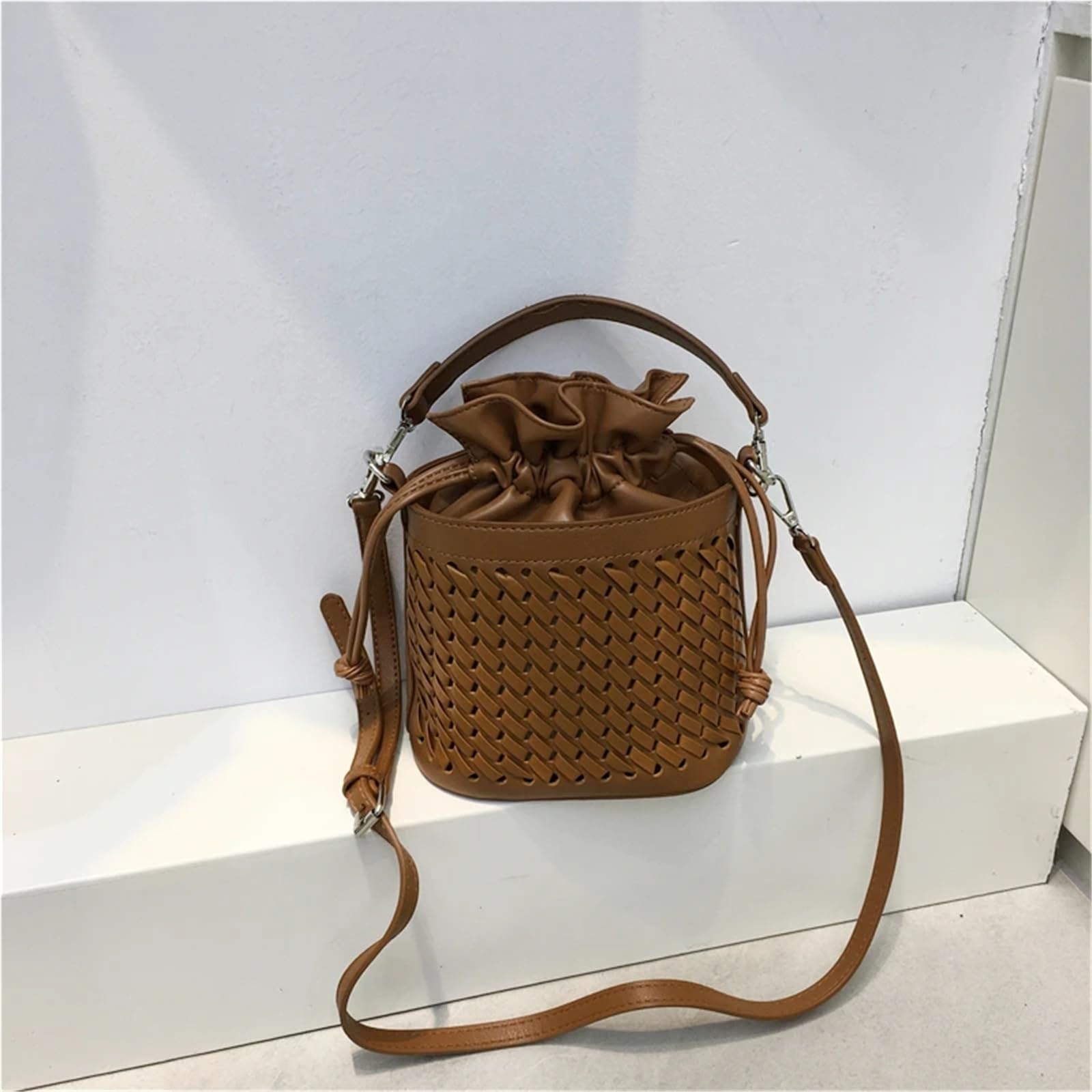 Bolso Crochet Bolso bandolera for mujer, bolso de hombro tejido hueco, bolso de verano, informal, con interior de tela for compras