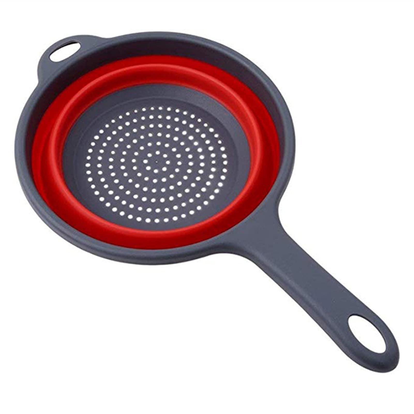 Escurridores Cesta de Drenaje Plegable Silicona Colador de Frutas Vegetales Lavado Cesta de Canasta con colador de Mango Escurridor Plegable Cesta de Drenaje (Color : Red with Handle)