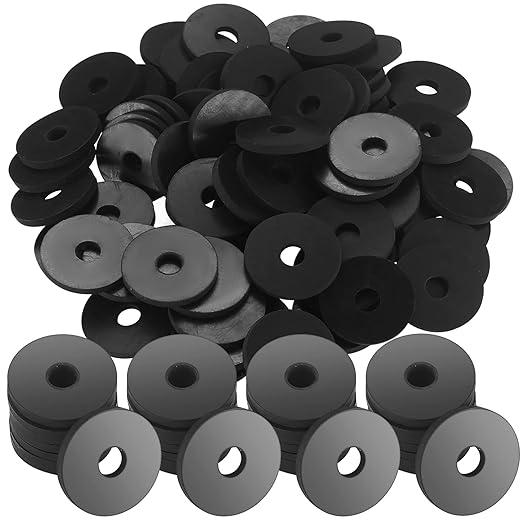 110 Pcs Rubber Flat Washer Kit, 1 OD x 1/4 ID x 1/8 Thickness Heavy