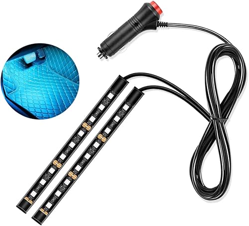 Vista 8 de Luces LED de ambiente para automóvil, lámpara decorativa interior con enchufe adaptador de cigarrillos, luz nocturna ambiental debajo del tablero