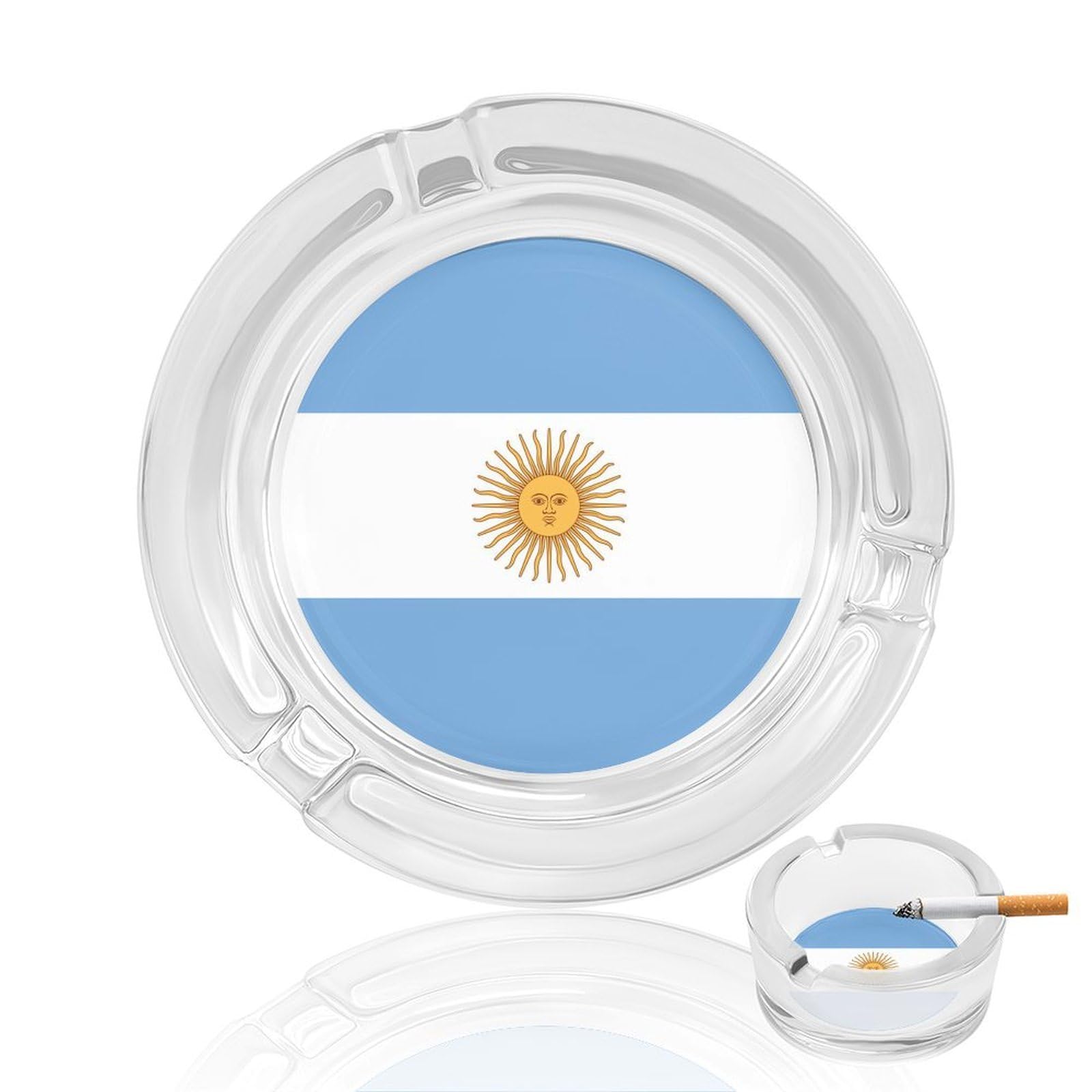 Nclqvjxzkhw Style Argentina Flag Glass Ashtray Round Ash Tray Smoking Trays For Home Garden Outdoor