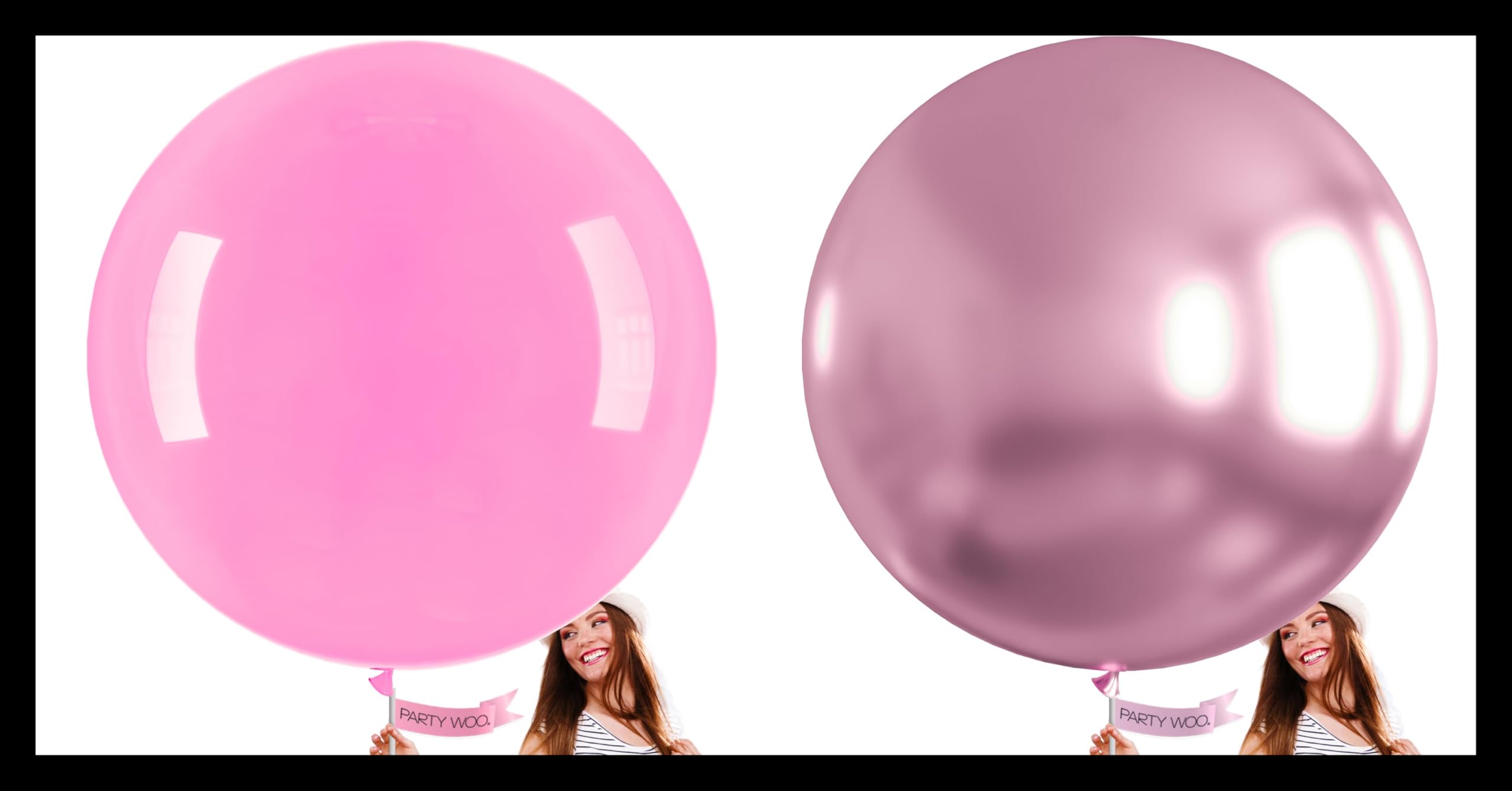 PartyWoo Pink Large Balloons 4 pcs and PartyWoo Metallic Pinkish Purple Large Balloons 4 pcs