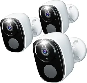 Rraycom 3Pack Security Cameras Outdoor Wireless,2K Battery Powered Camera for Home Security, Cloud/SD(up to 256G), No Monthly Fee, AI Motion Detection, Color Night Vision,2-Way Audio,Works w/Alexa asin的图片