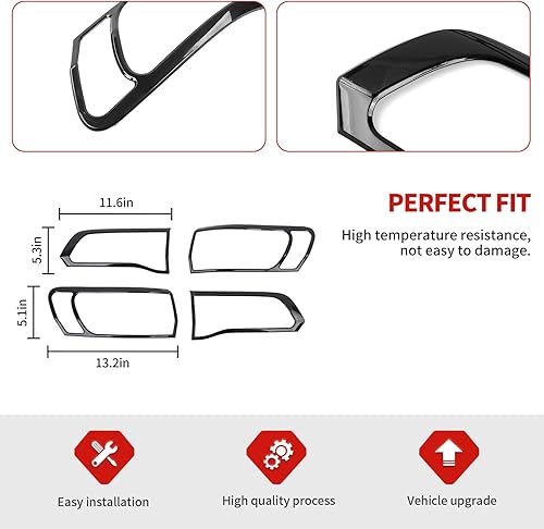 Miniatura 10 de Jimen Taillight Cover Trim Bezel Compatible with Jeep Grand Cherokee 2014-2020 (Carbon Fiber)