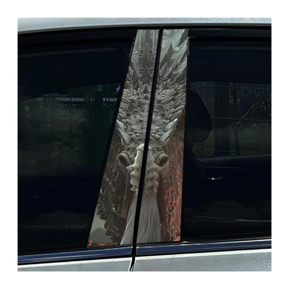 Body Parts 2PCS Car B-Pillar Stickers Dark Dragon Auto Center Column Waterproof Decals(C)