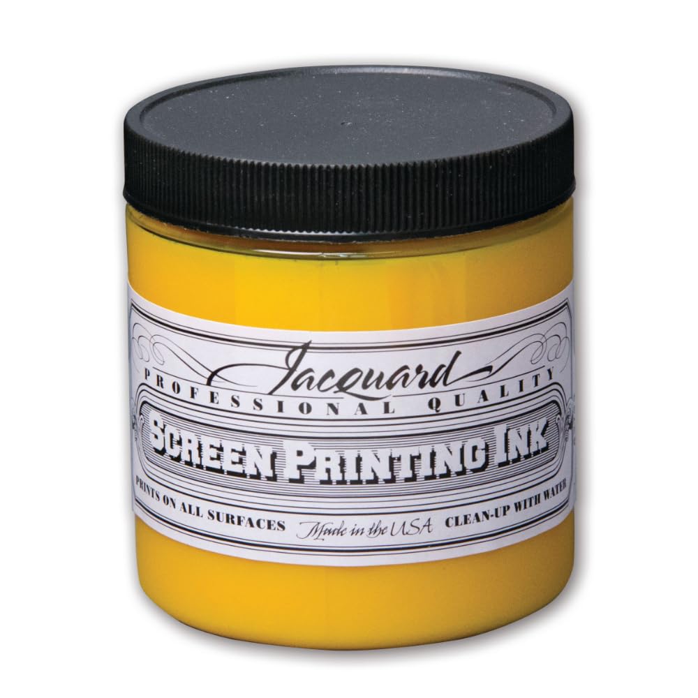 Jacquard Yellow Water Based Screen Printing Ink, 8 Oz – Fabric Paint For T-Shirts, Textiles & Art Projects
