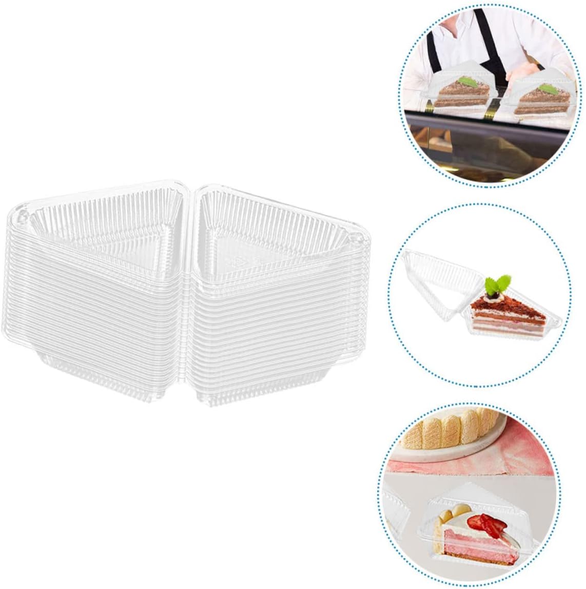Ipetboom 50pcs Clear Cake Carrier Cheese Slice Container Lightweight Storage Box for Pies and Desserts for Parties and Events
