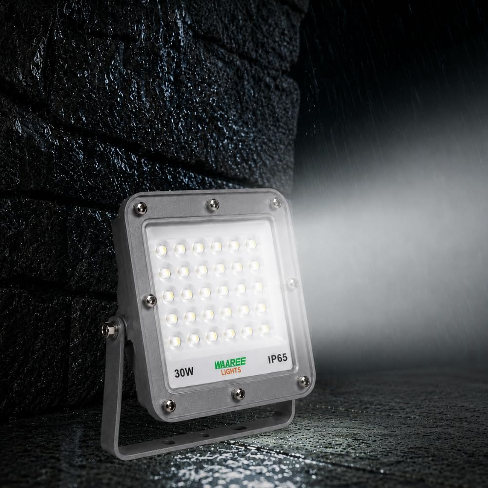WAAREE 30W LED Flood Light Outdoor Waterproof IP65 | 3000 Lumens High Brightness | Energy Efficient Aluminum Body | Wall Mount Security Light for Home, Garden, Parking, Shop | Cool Daylight 6500K-image-11