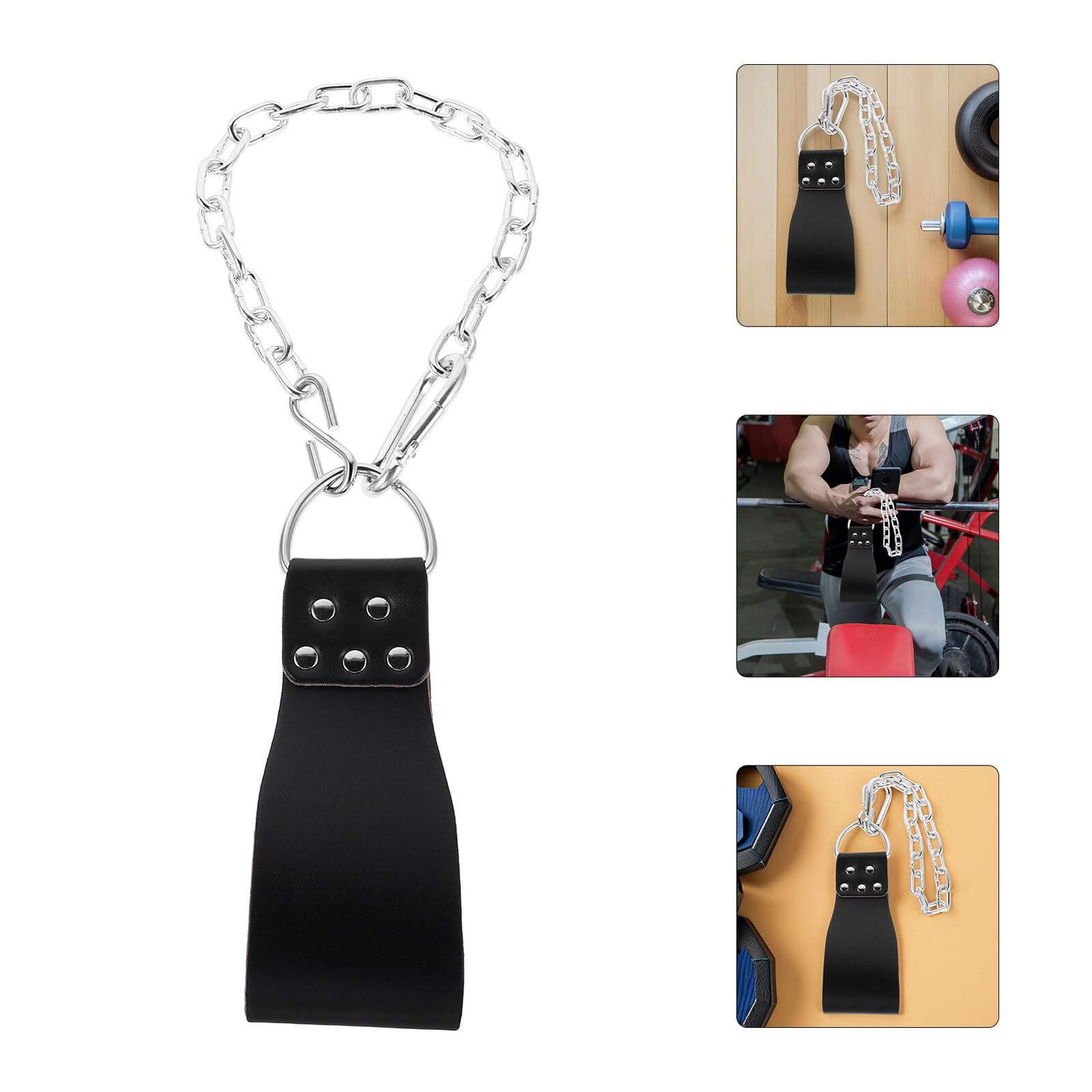 Toyvian Cintura Sollevamento Pesi con Catena in Ferro per Allenamento Muscolare Bodybuilding Palestra Cintura Carico Durevole in Pelle per Squat e Powerlifting