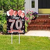 Large Happy 70th Birthday Party Yard Sign Rose Gold 70 Birthday Yard Signs with Stakes and Outdoor...