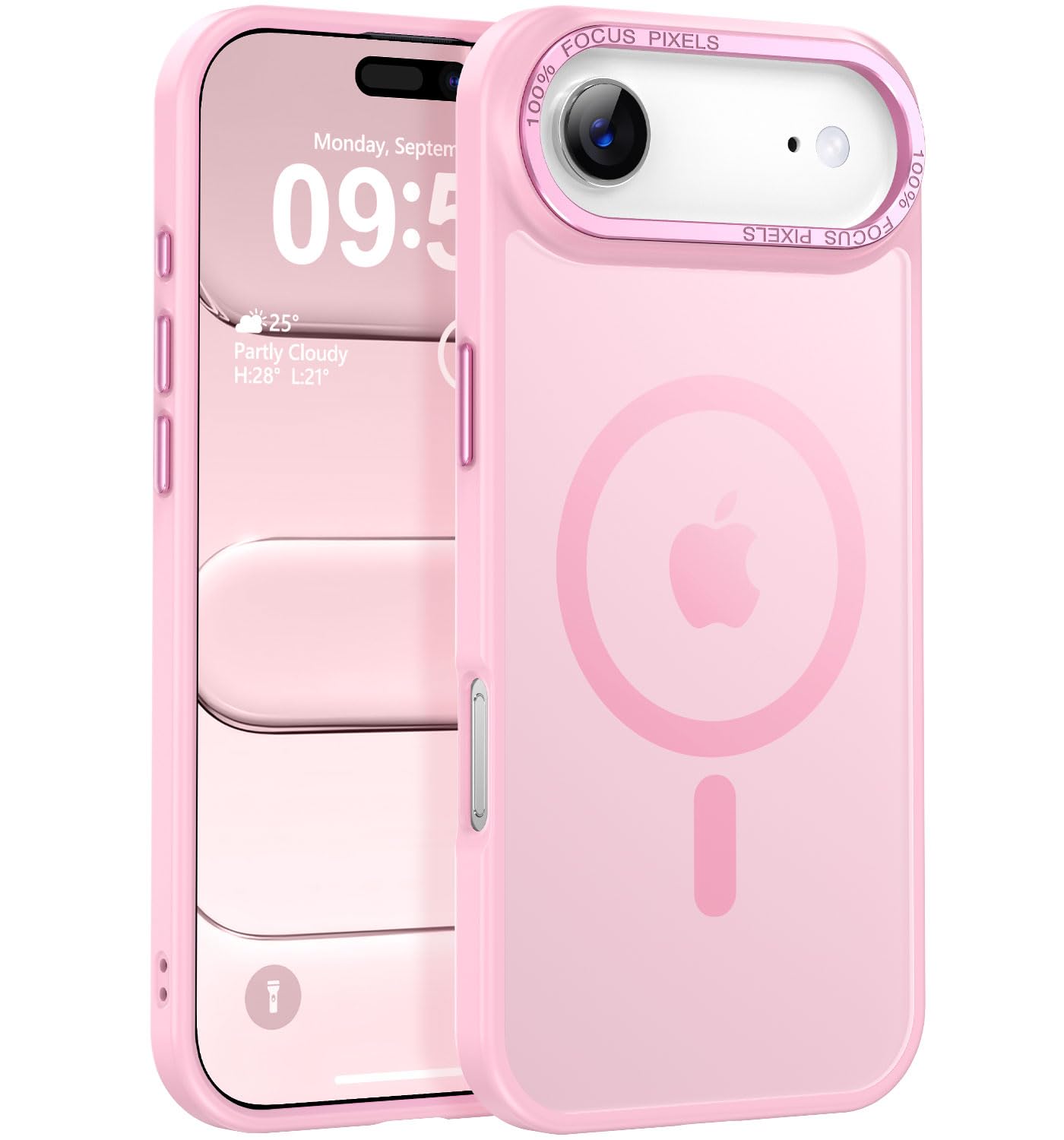 Newfuture Strong Magnetic Compatible with iPhone 17 Pro Case [13 FT Military Drop Protection] [Compatible with Magsafe] Slim Translucent Matte Shockproof with Anti-Fingerprint Phone Case, Tender Pink — view 180