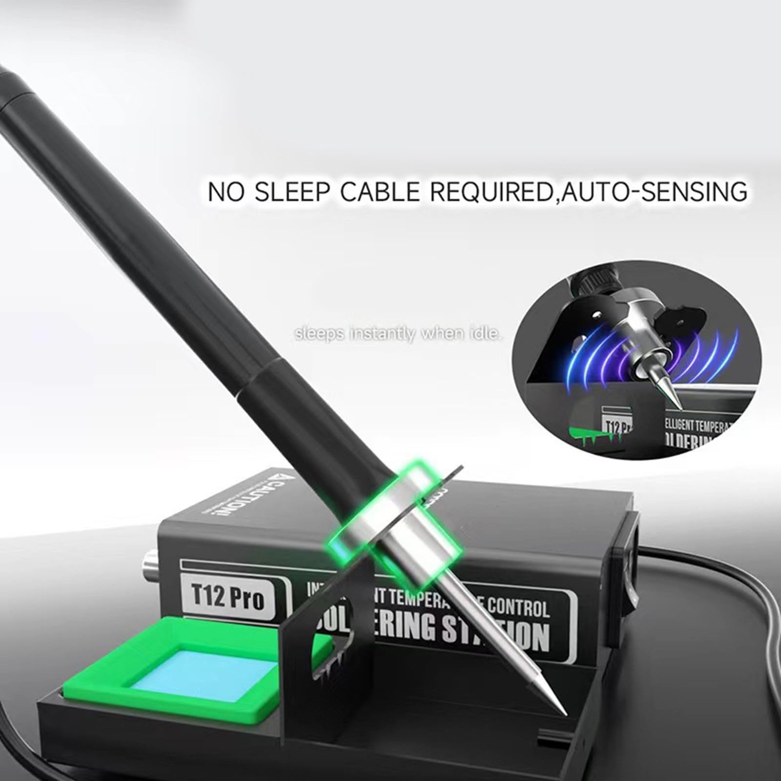 Stazione saldatura per riparazioni elettroniche T12 con schermo digitale della temperatura, supporto calibrazione, vassoio supporto per tecnici e utenti hobbistici Strumento saldatura