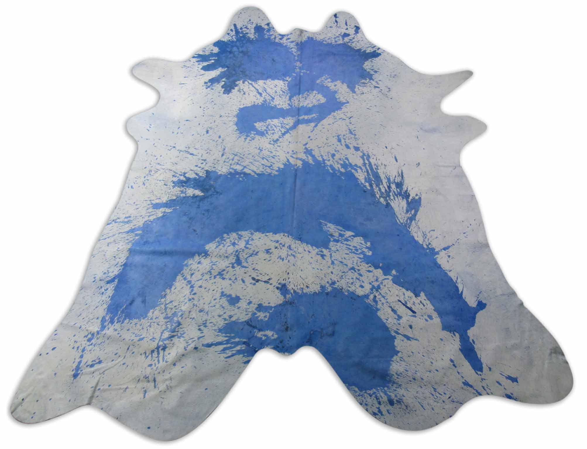 Cowhide Area Rug - Blue Cowhide Approx 7X7 feet or 213X213cm, Blue Acid Washed