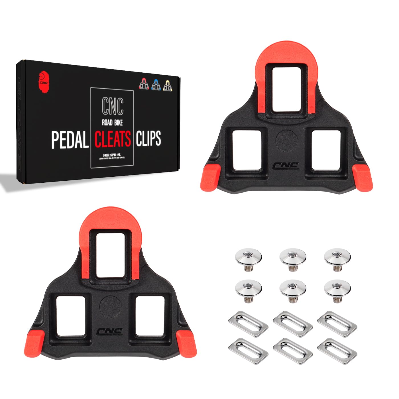 Chooee Road Bicycle Cleats for Shimano SPD-SL Cleats,Cycling Cleat for SPD (SM-SH10/SH11/SH12) Bike Cleats Shoes,(Red/Yellow/Blue)